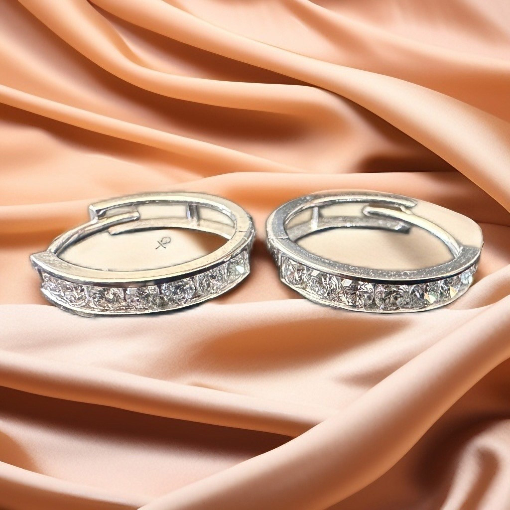 Lab grown diamond huggy earrings in white gold